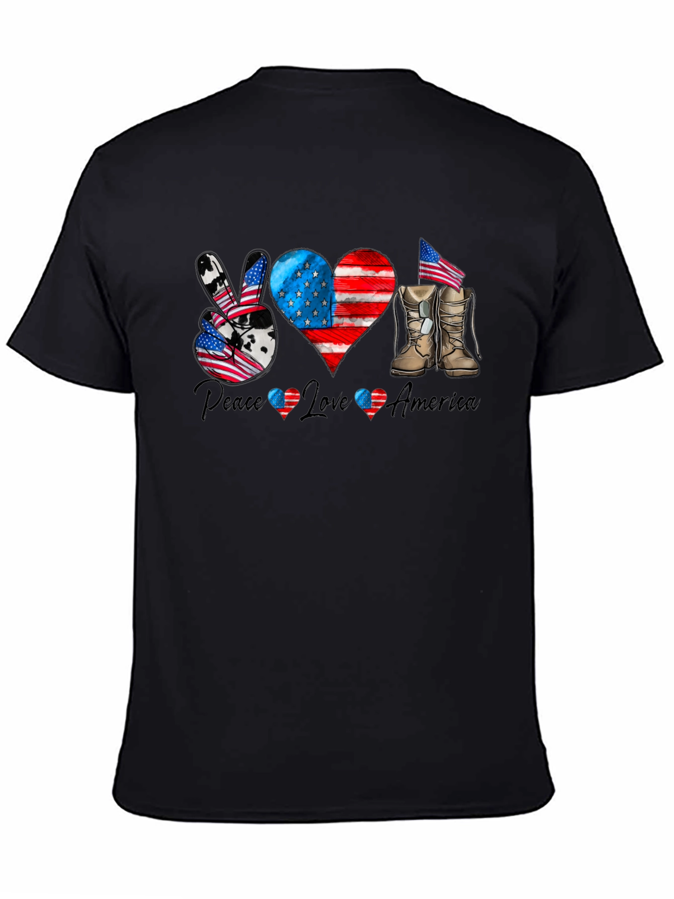 Patriotic Peace Love America Graphic T-Shirt