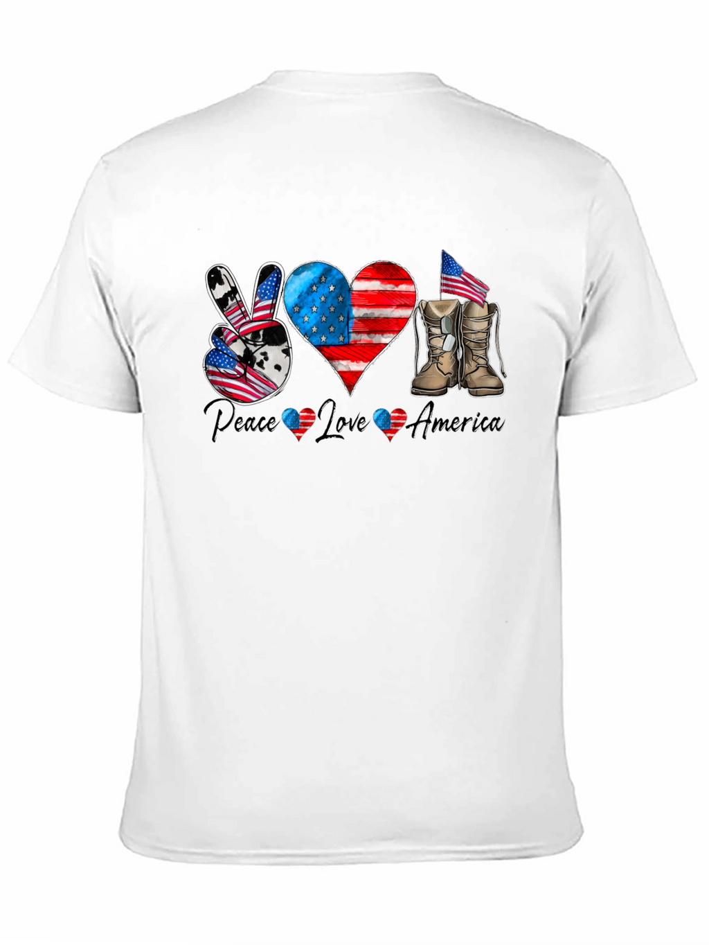 Patriotic Peace Love America Graphic T-Shirt