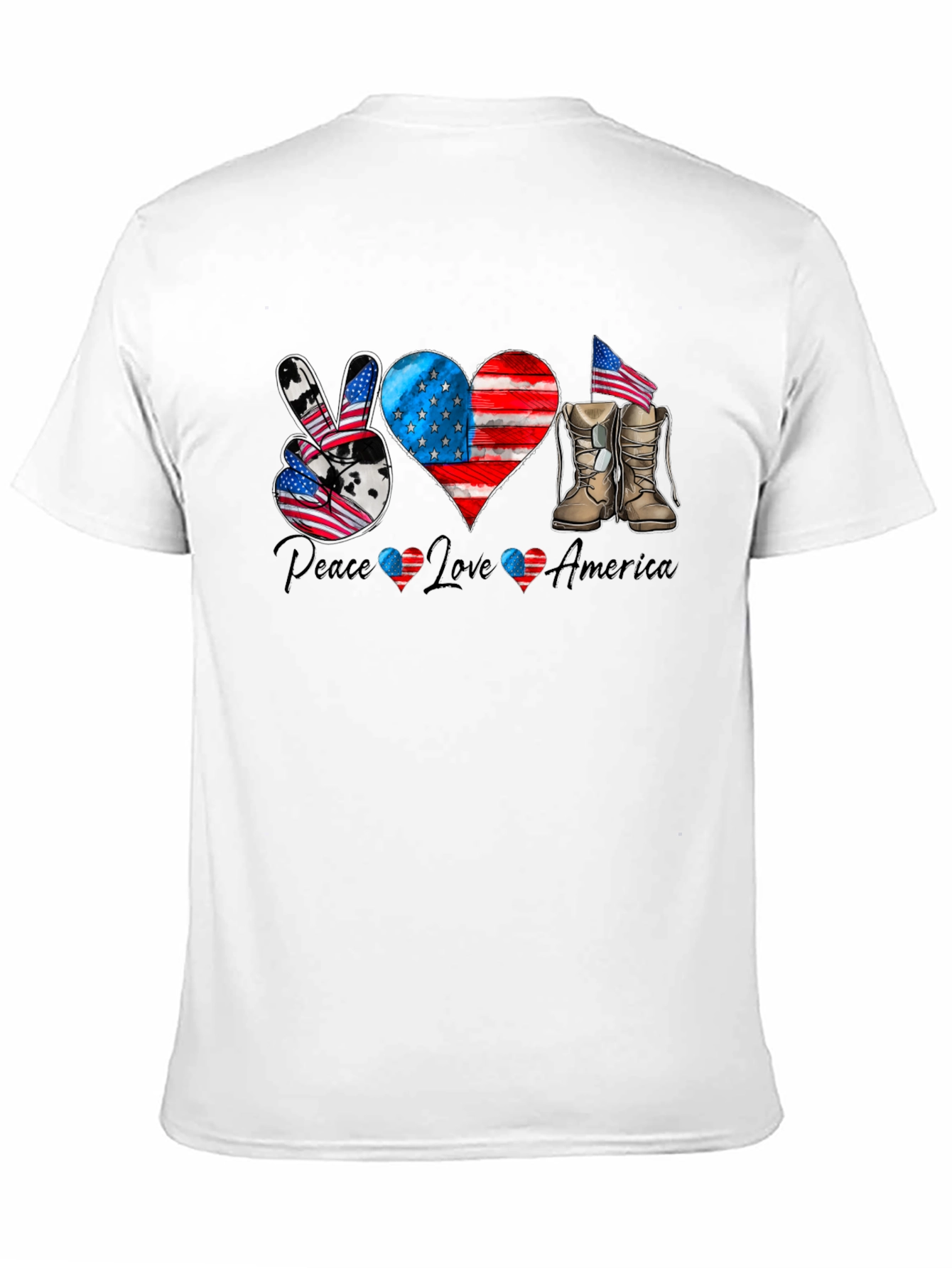 Patriotic Peace Love America Graphic T-Shirt