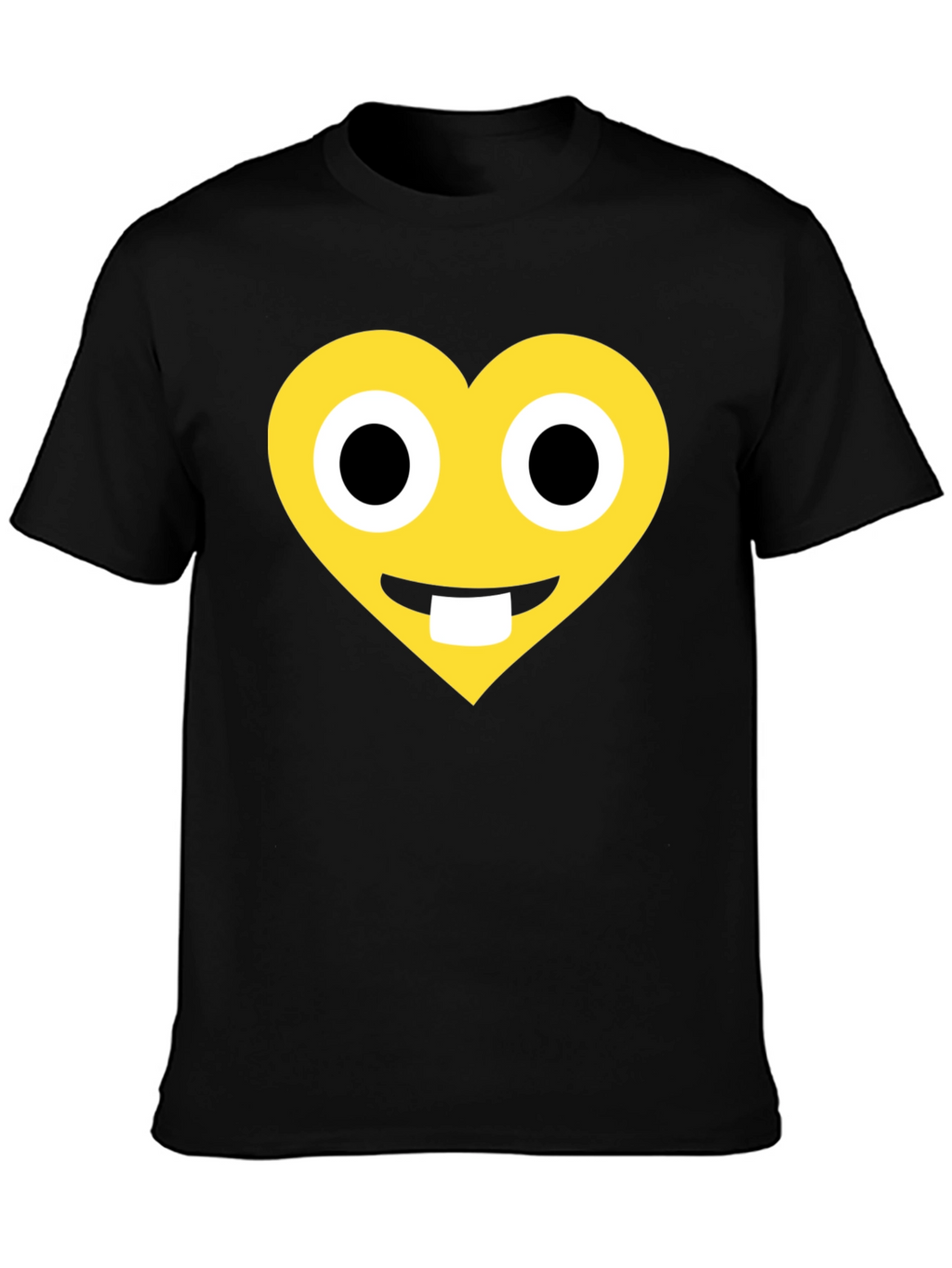 Heart Emoji Graphic T-Shirt - Black Cotton Blend