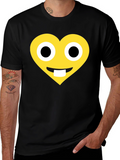 Heart Emoji Graphic T-Shirt - Black Cotton Blend