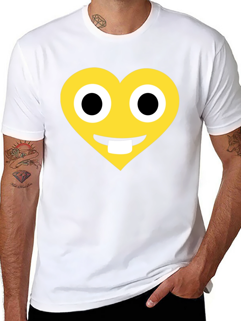 Heart Emoji Graphic T-Shirt - Black Cotton Blend