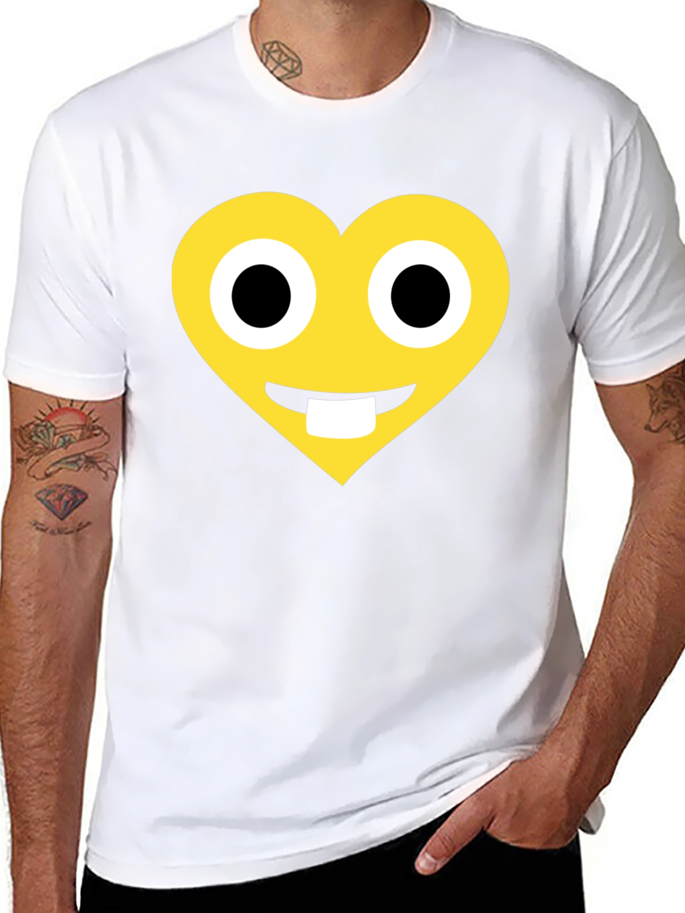 Heart Emoji Graphic T-Shirt - Black Cotton Blend