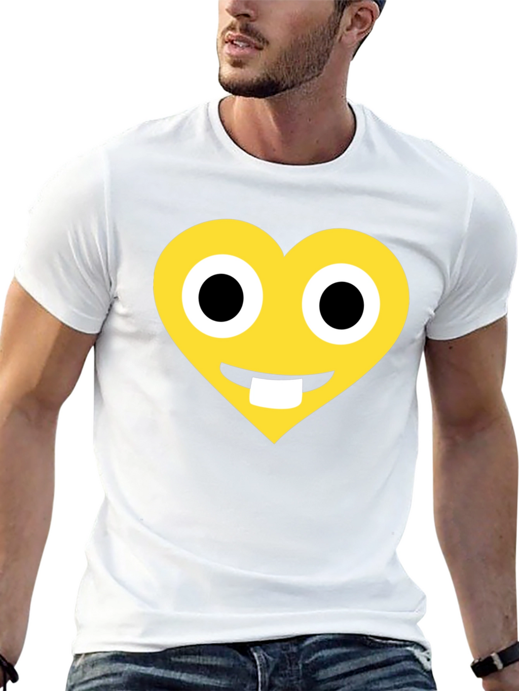 Heart Emoji Graphic T-Shirt - Black Cotton Blend