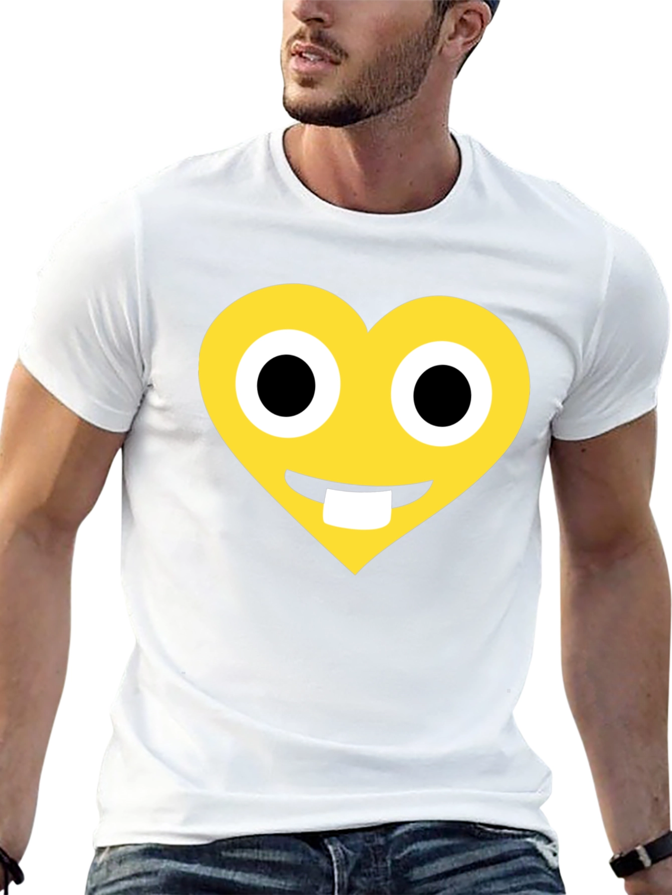 Heart Emoji Graphic T-Shirt - Black Cotton Blend