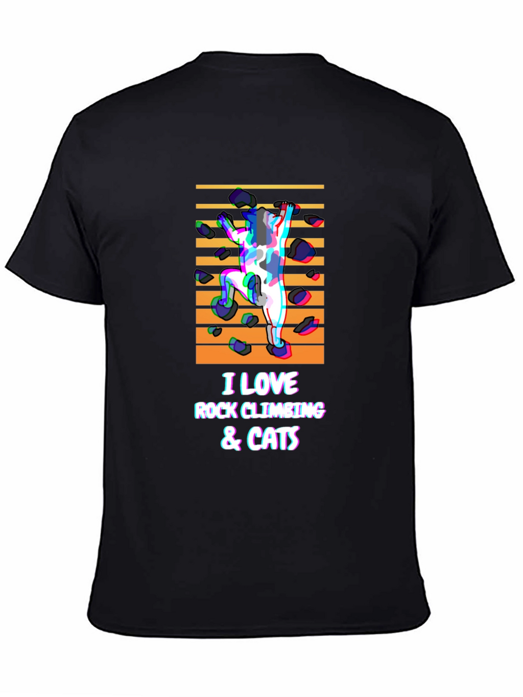 Rock Climbing & Cats Black T-Shirt