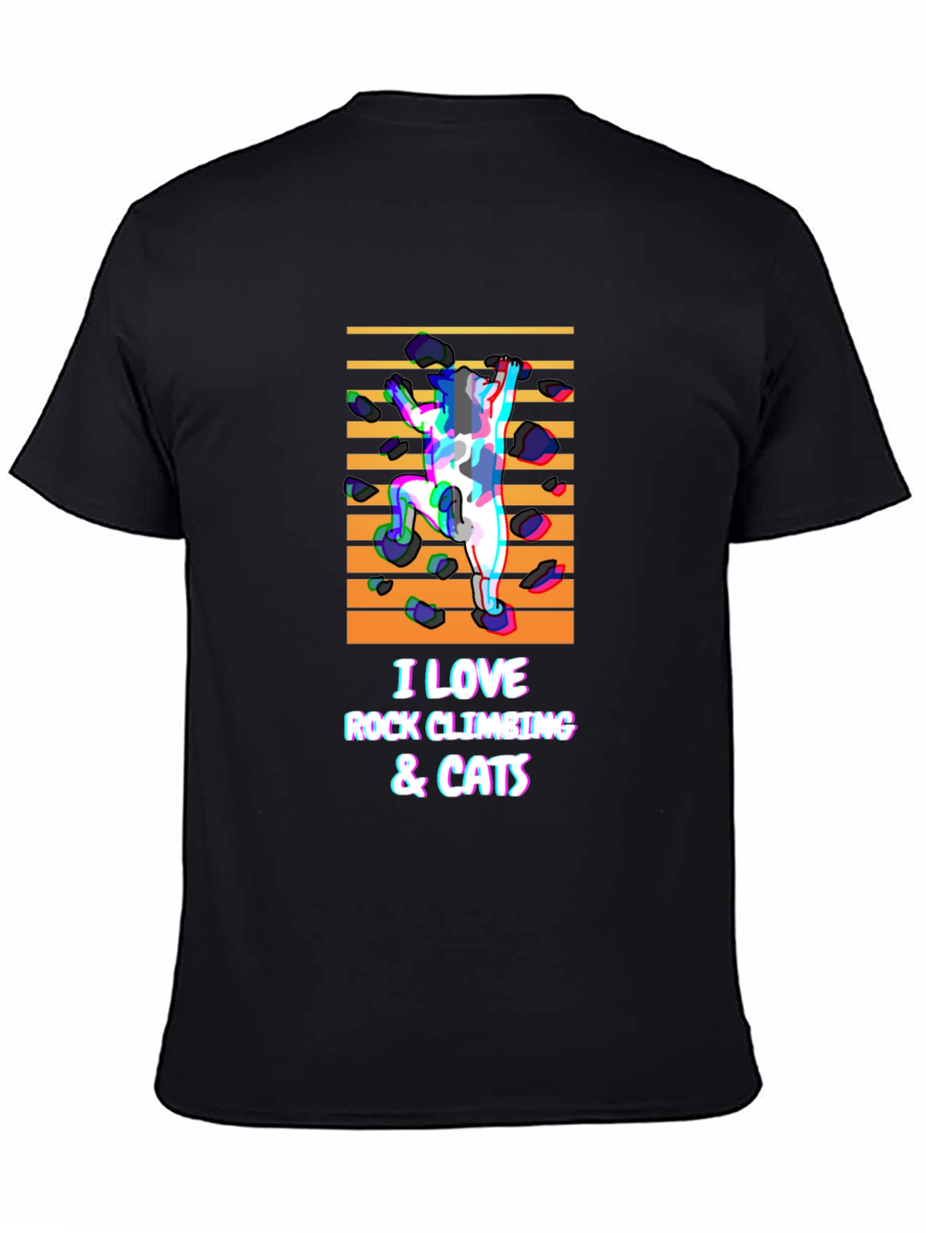 Rock Climbing & Cats Black T-Shirt