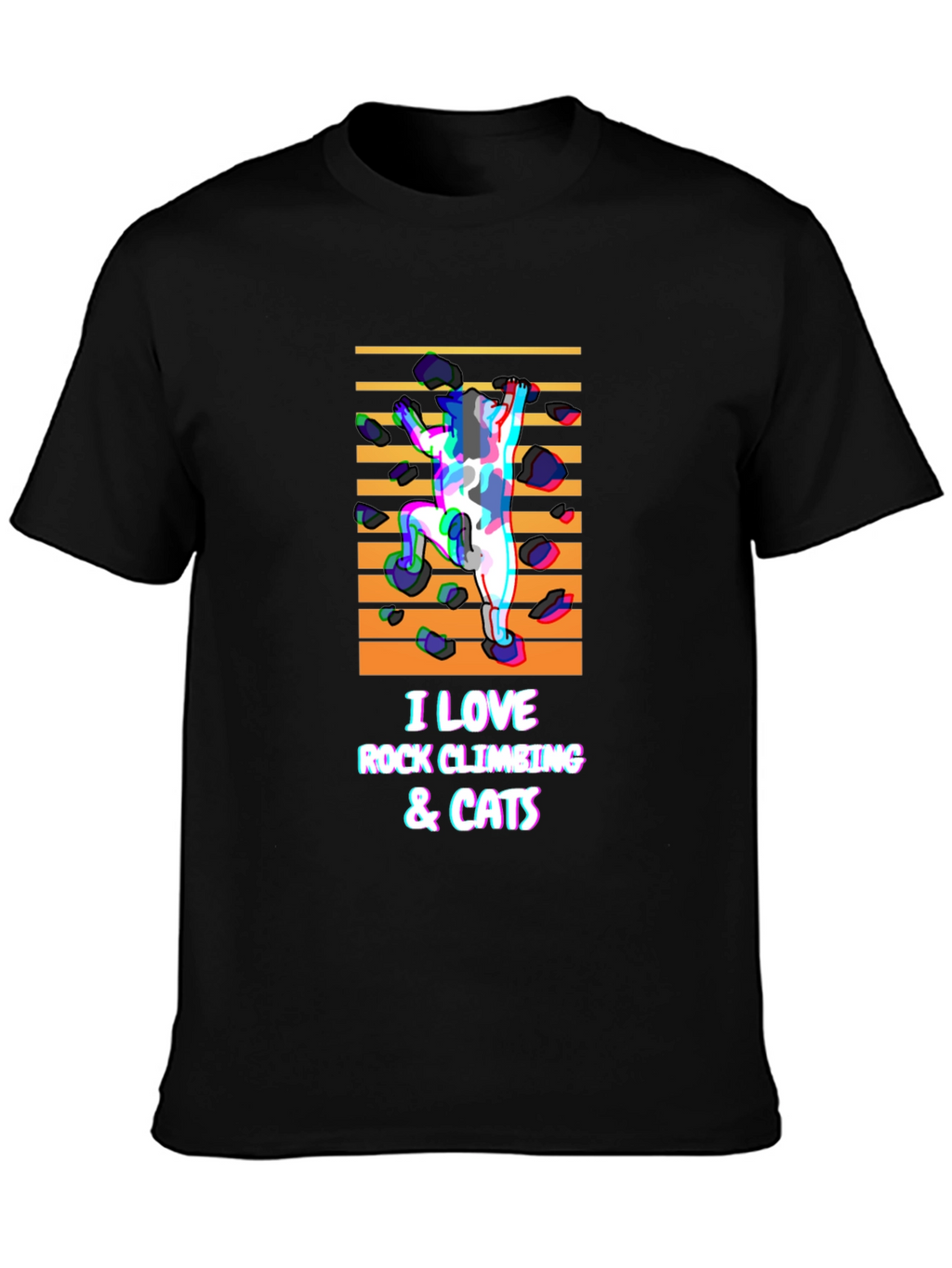 Rock Climbing & Cats Black T-Shirt