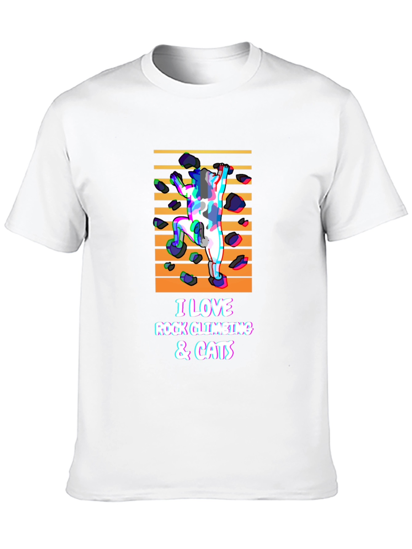 Rock Climbing & Cats Black T-Shirt