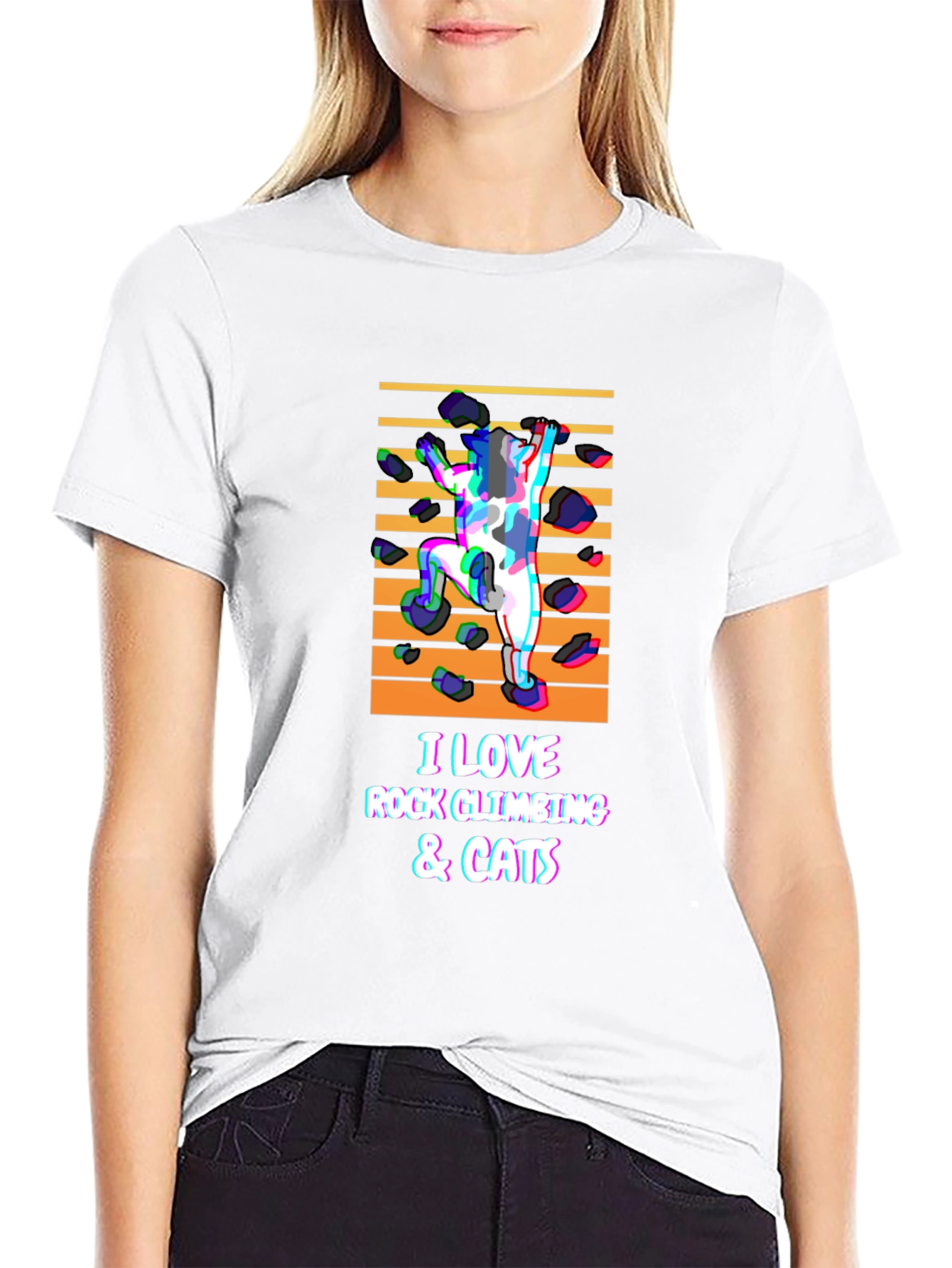 Rock Climbing & Cats Black T-Shirt