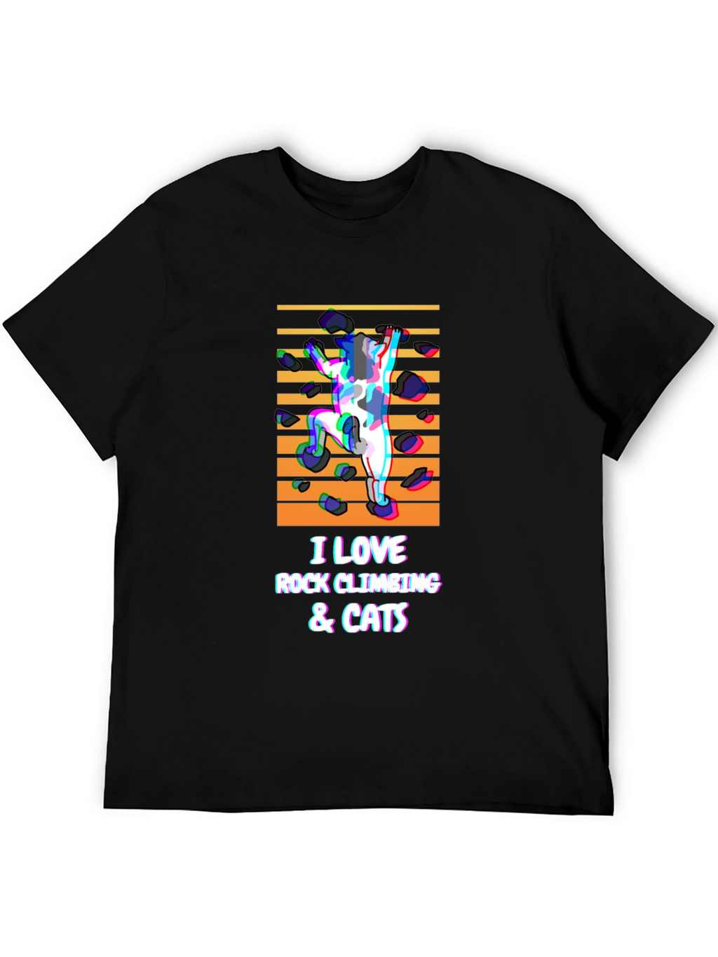 Rock Climbing & Cats Black T-Shirt