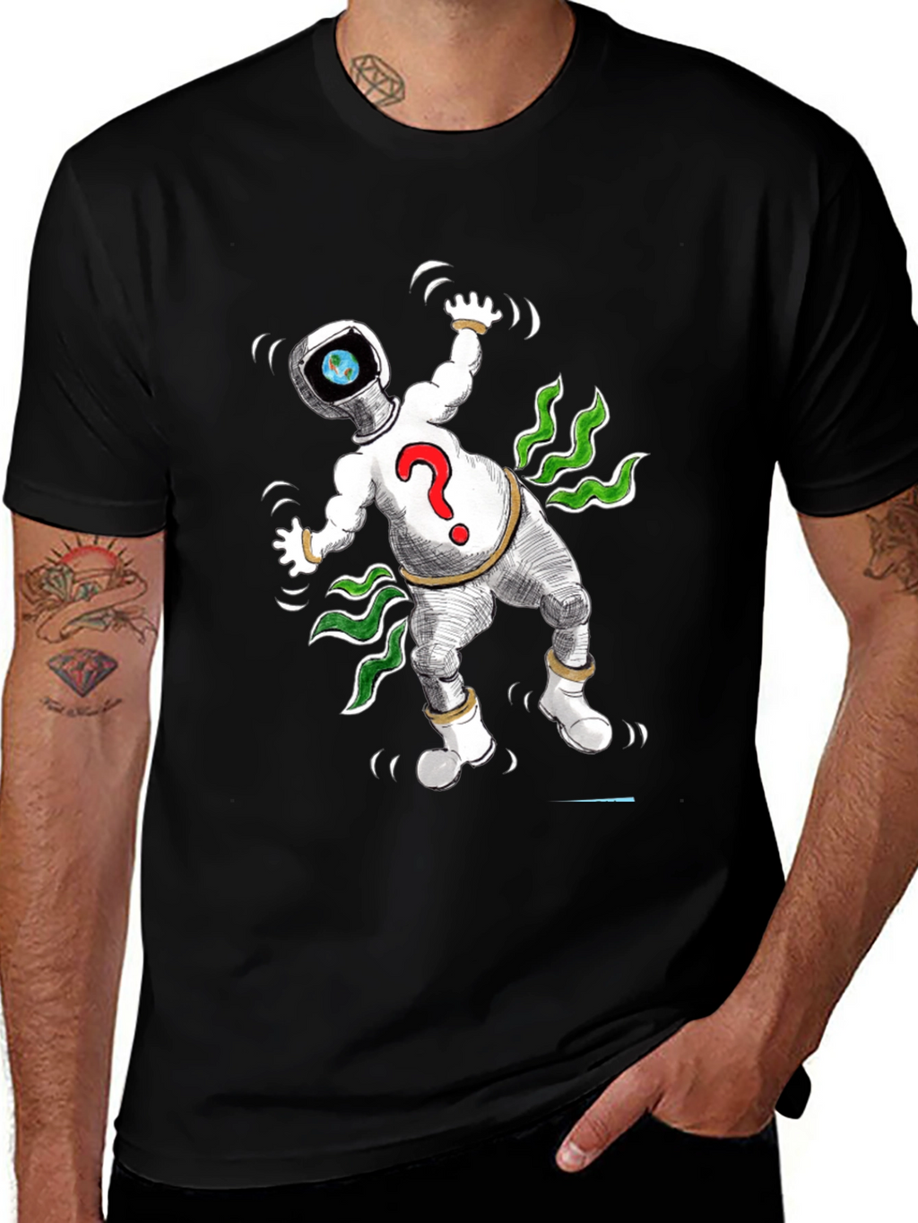 Cosmic Question T-Shirt - Black Cotton Tee