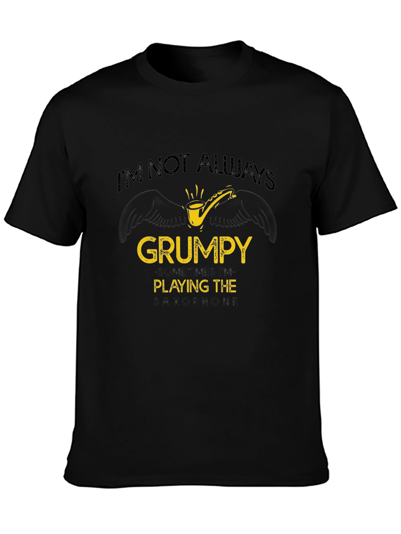 Grumpy Saxophone Player Black T-Shirt