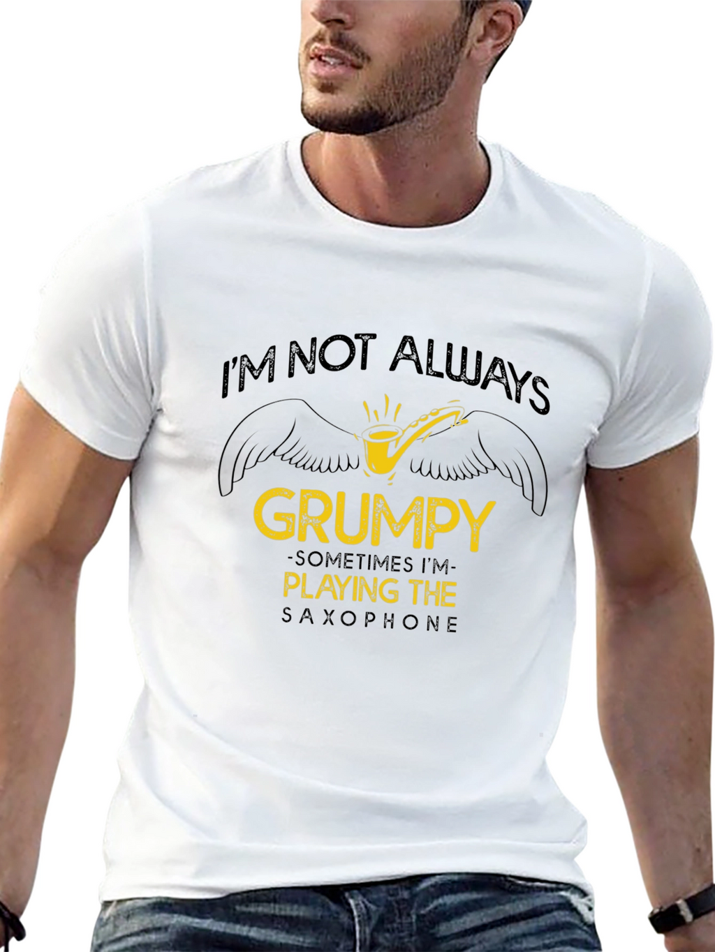 Grumpy Saxophone Player Black T-Shirt