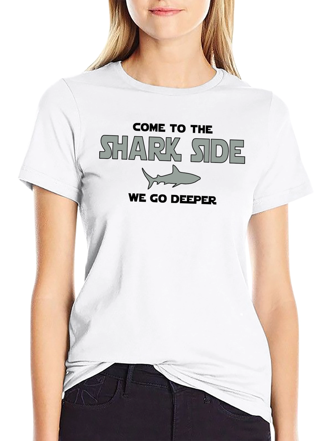 Shark Side Mens Black T-Shirt