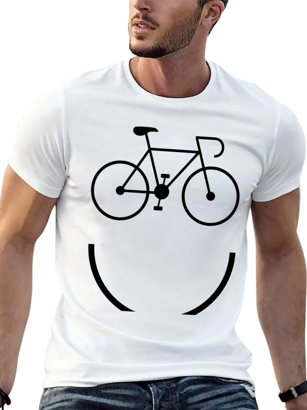Bike Smile Graphic Tee - Black Cotton T-Shirt