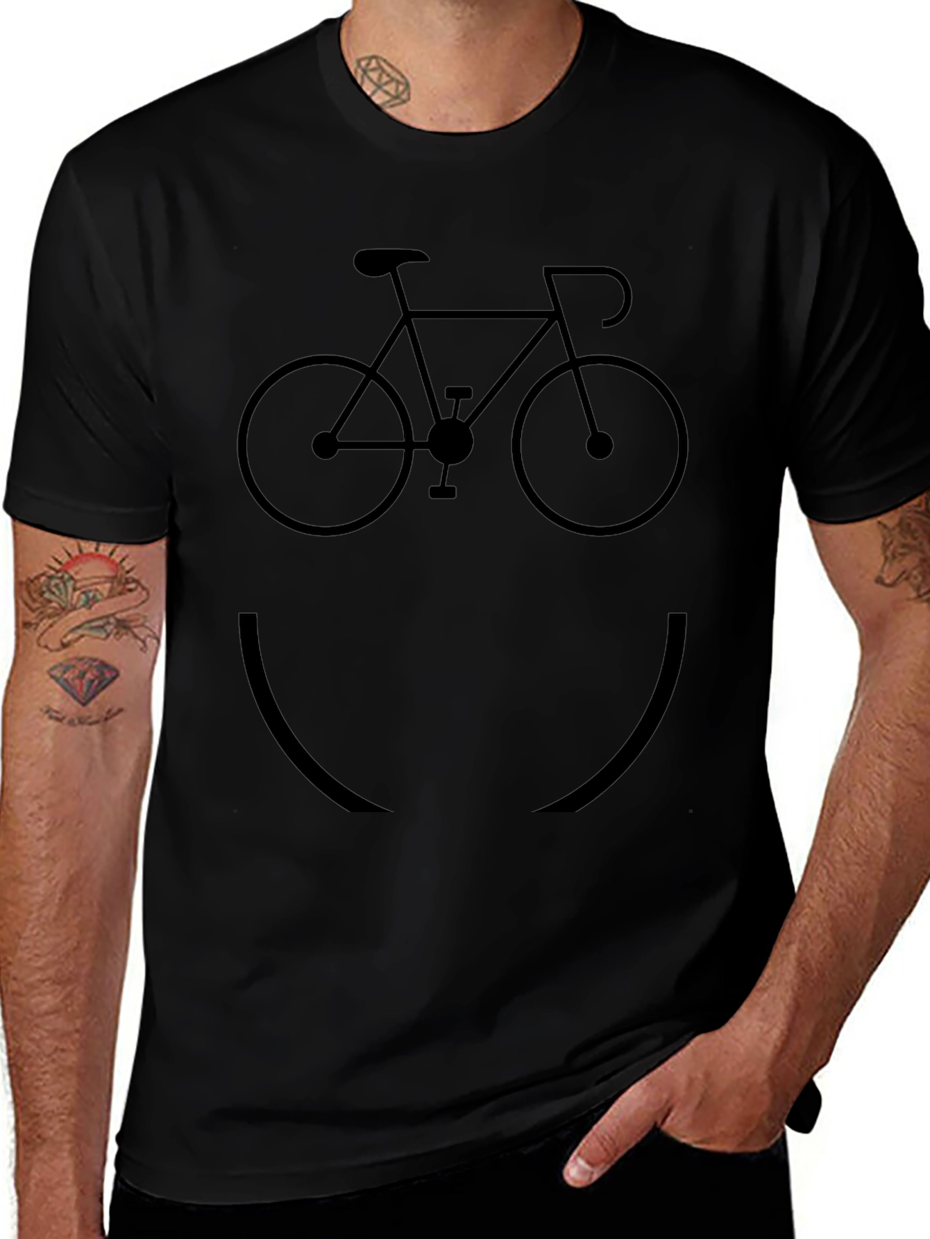 Bike Smile Graphic Tee - Black Cotton T-Shirt