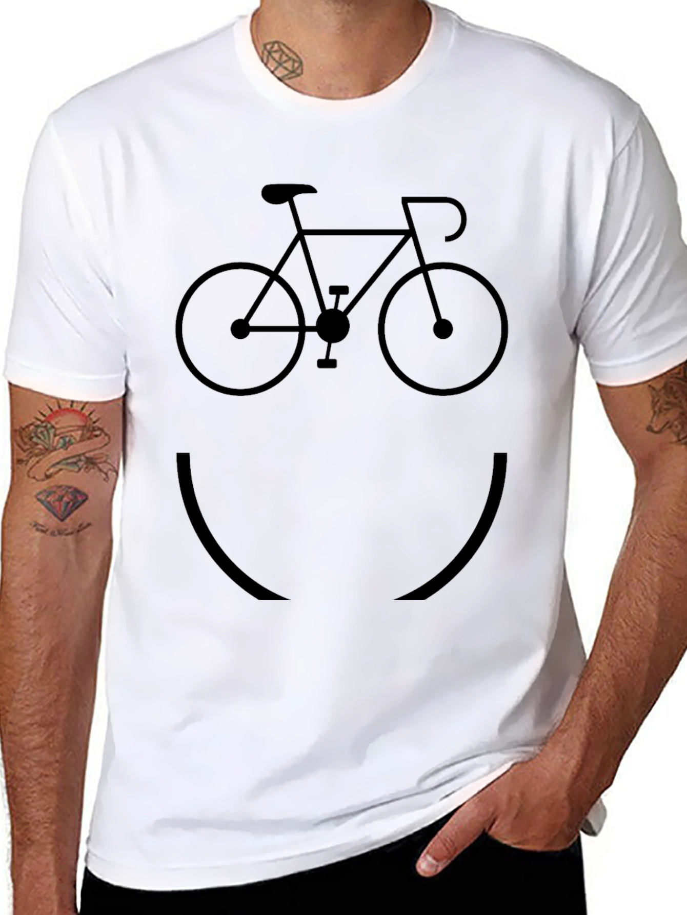 Bike Smile Graphic Tee - Black Cotton T-Shirt