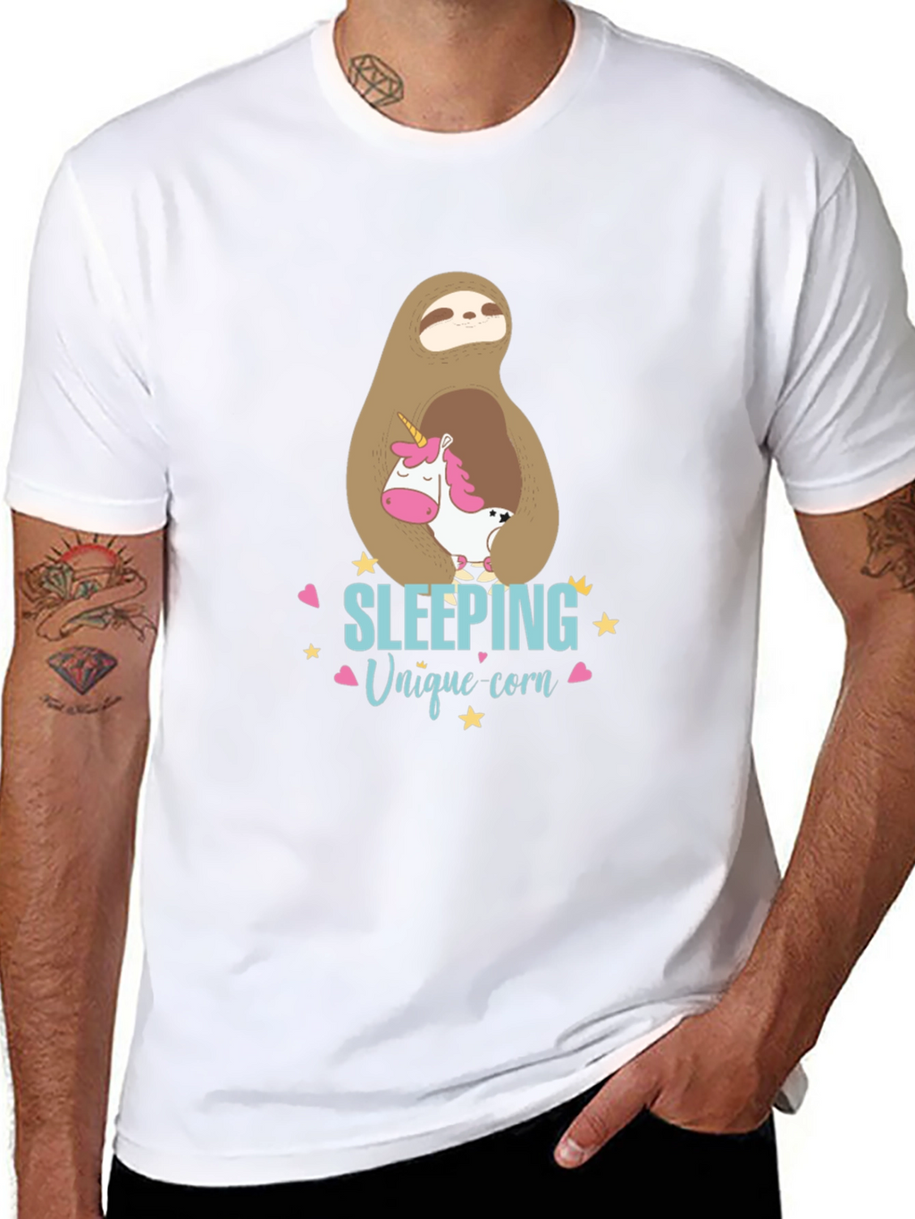Cute Sloth & Unicorn Graphic T-Shirt