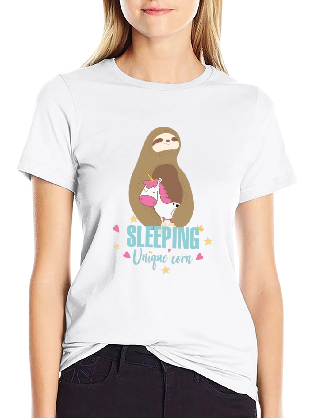 Cute Sloth & Unicorn Graphic T-Shirt