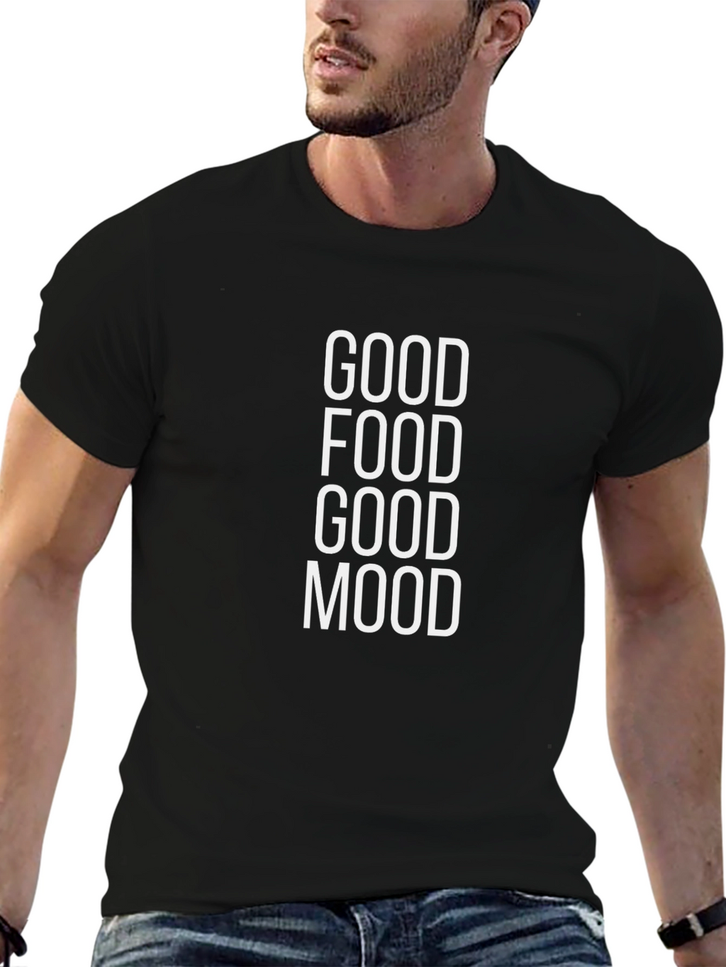 Good Food Good Mood Black T-Shirt