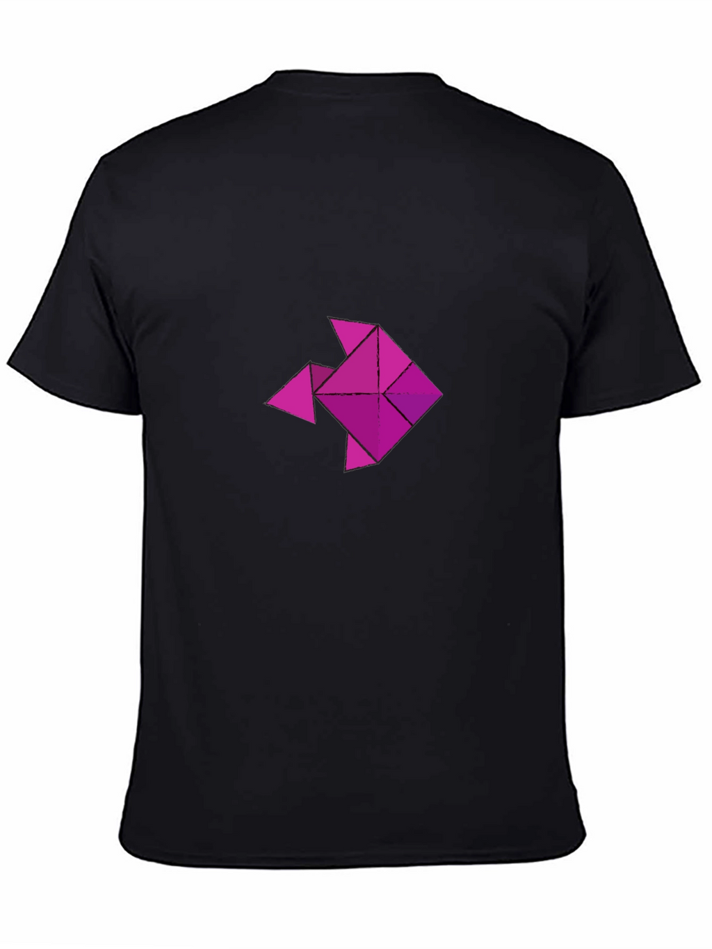 Geometric Fish Graphic T-Shirt - Casual Black Tee