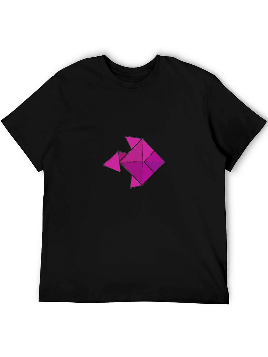 Geometric Fish Graphic T-Shirt - Casual Black Tee