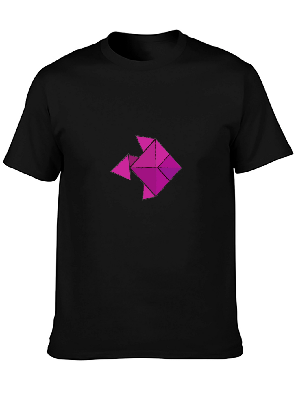 Geometric Fish Graphic T-Shirt - Casual Black Tee