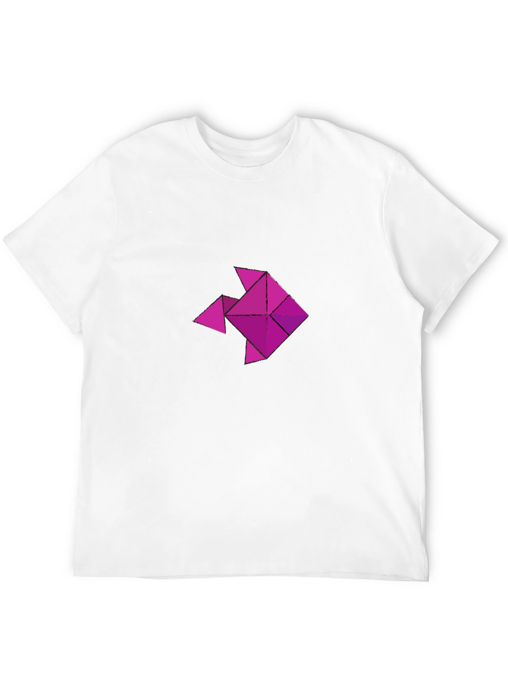 Geometric Fish Graphic T-Shirt - Casual Black Tee