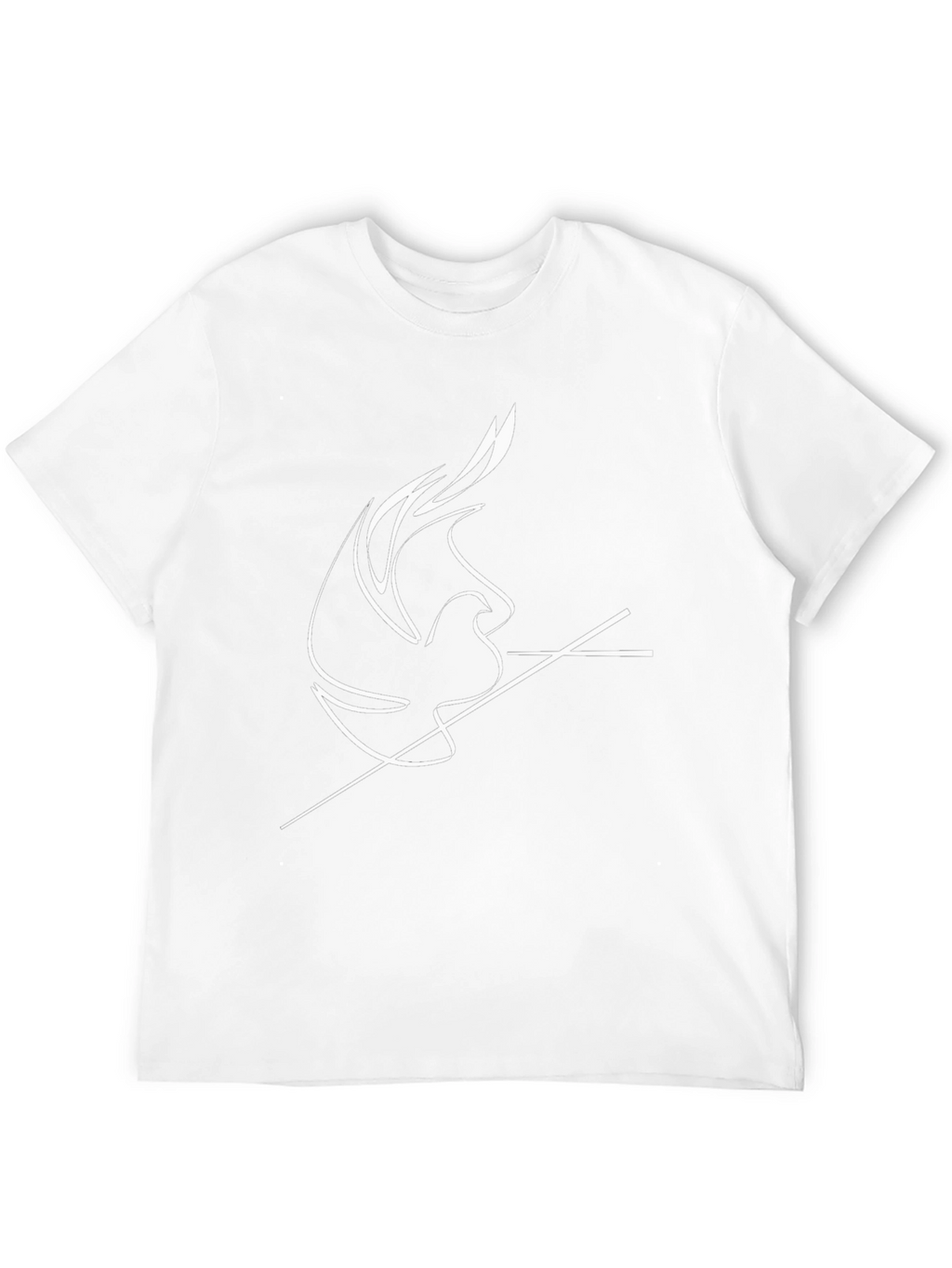 Minimalist Dove Line Art Black T-Shirt