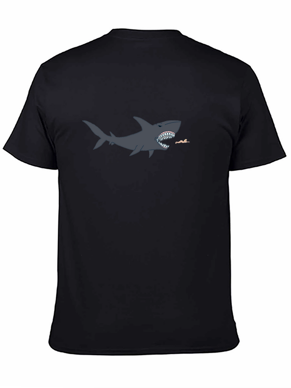 Shark Attack Graphic T-Shirt - Black Cotton Blend