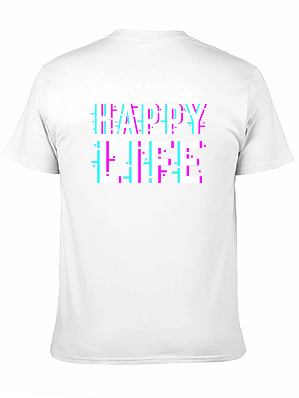 Happy Life Glitch Graphic Black T-Shirt
