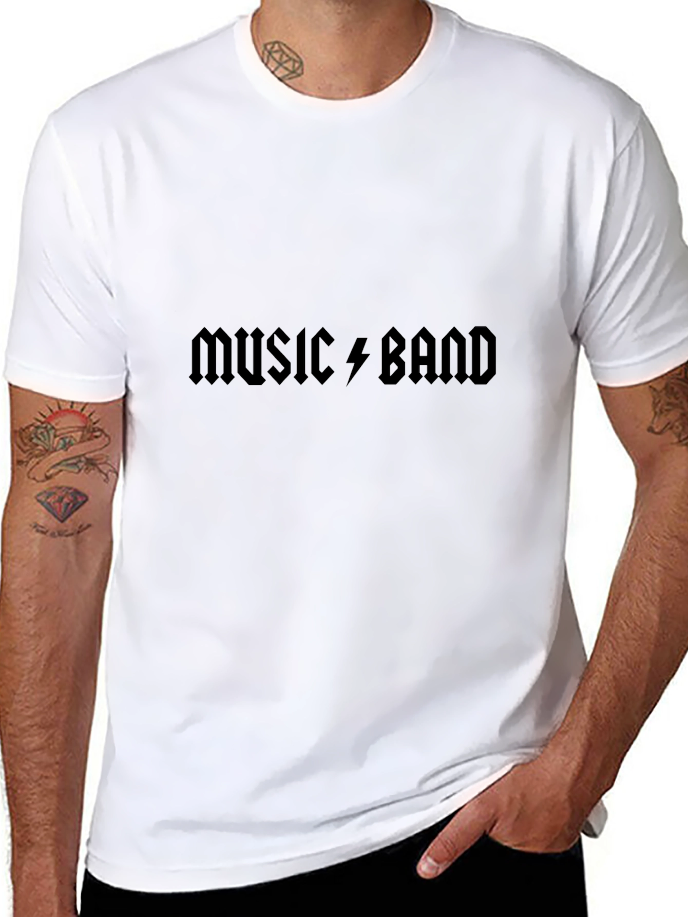 Music Band Graphic Tee - Black Cotton T-Shirt