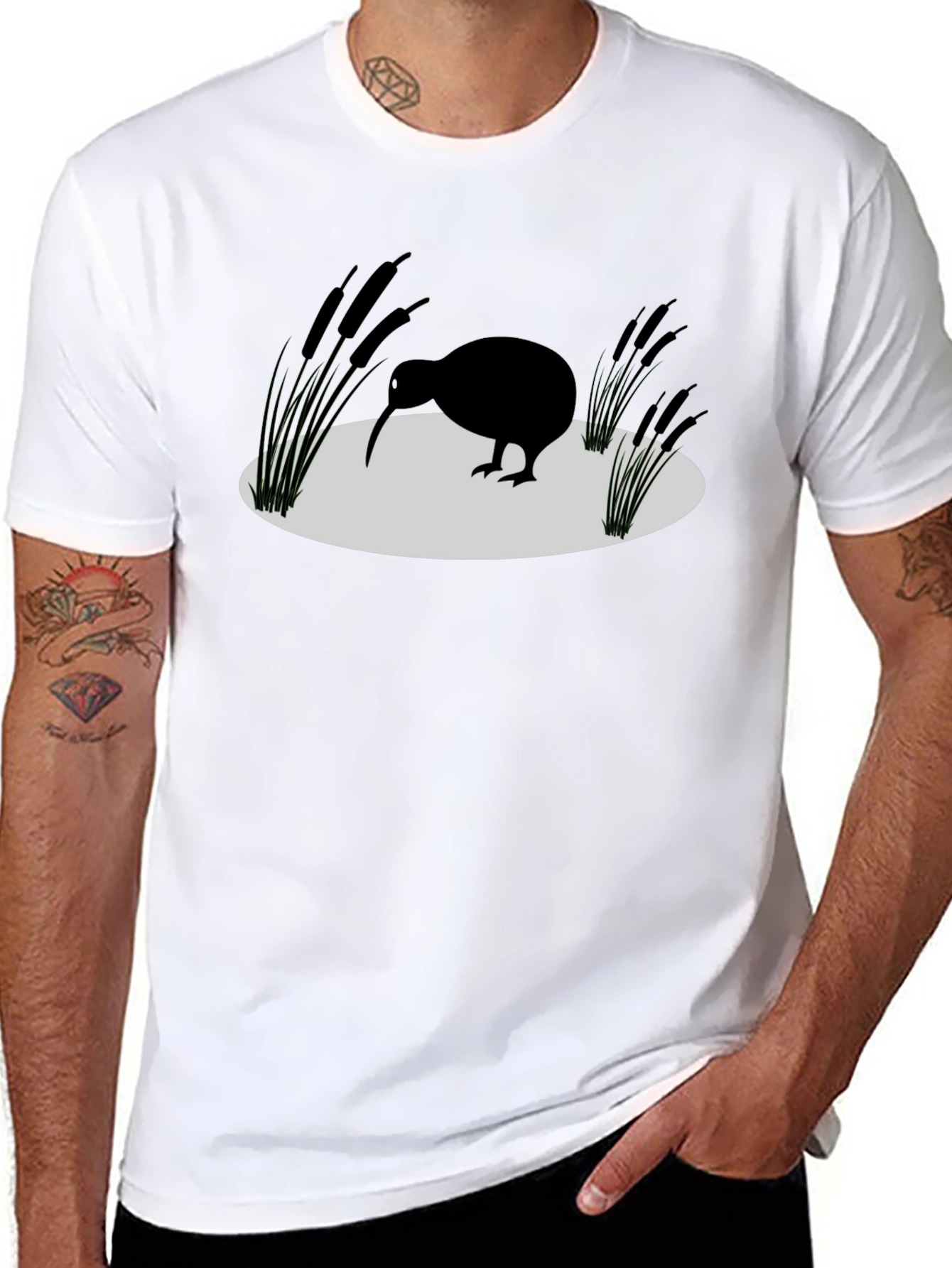Kiwi Bird Silhouette Graphic Tee - Black