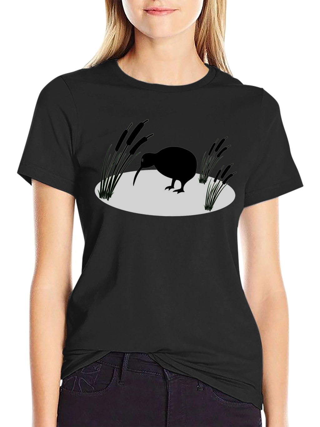 Kiwi Bird Silhouette Graphic Tee - Black