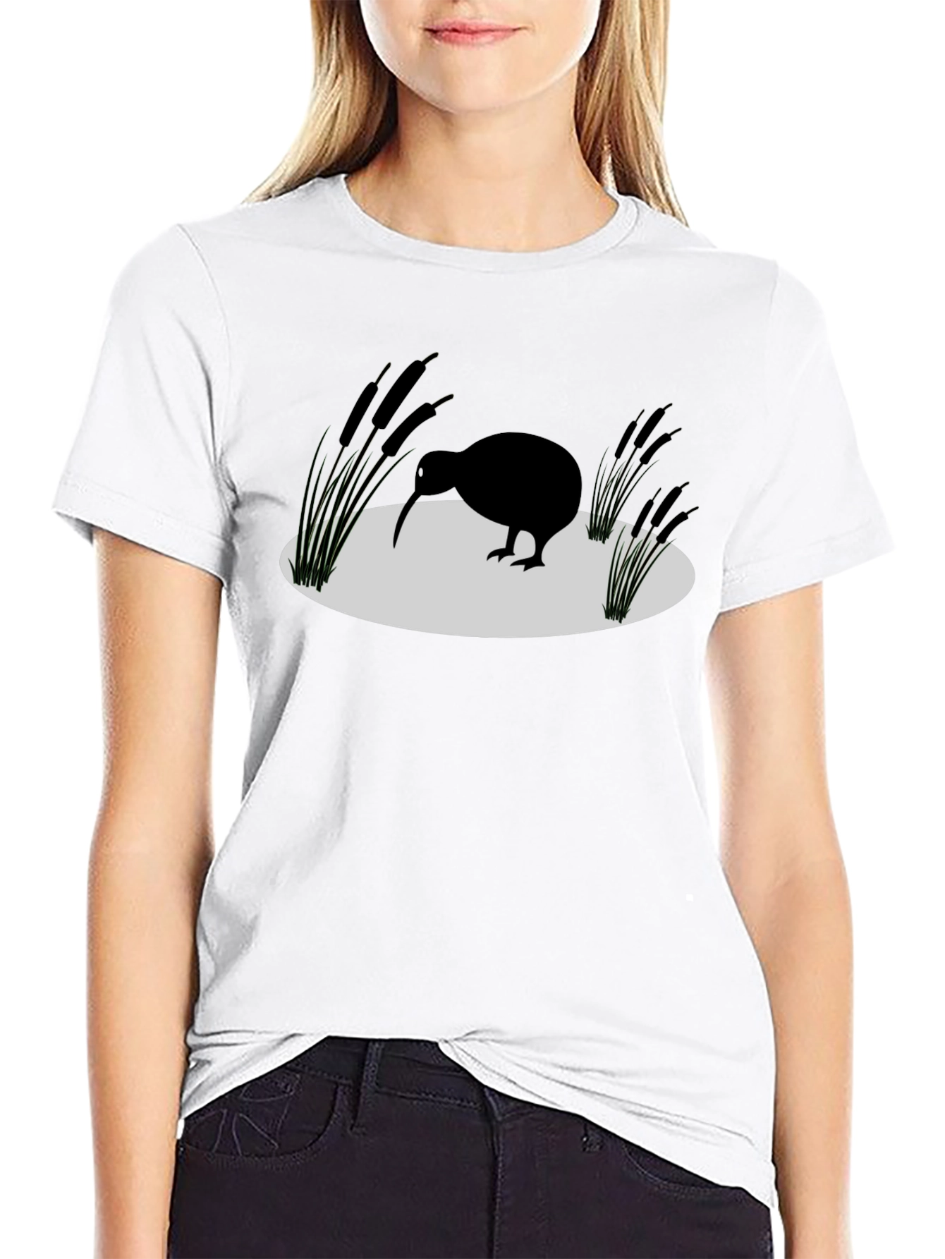Kiwi Bird Silhouette Graphic Tee - Black