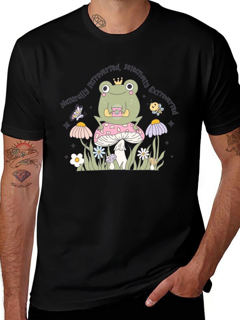 Introverted Extroverted Frog Graphic T-Shirt