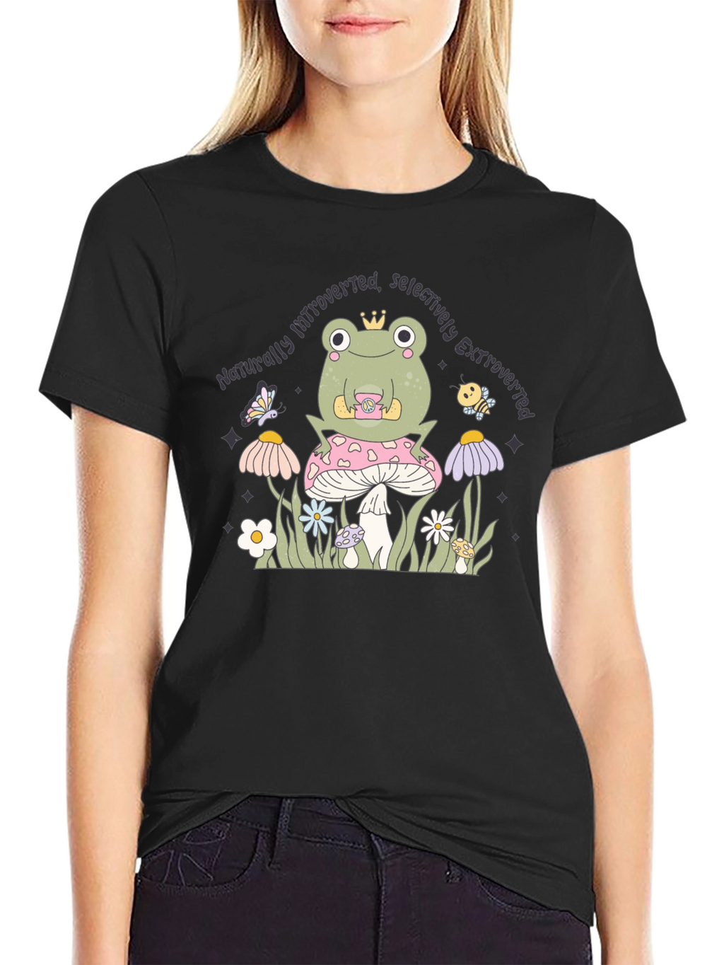 Introverted Extroverted Frog Graphic T-Shirt
