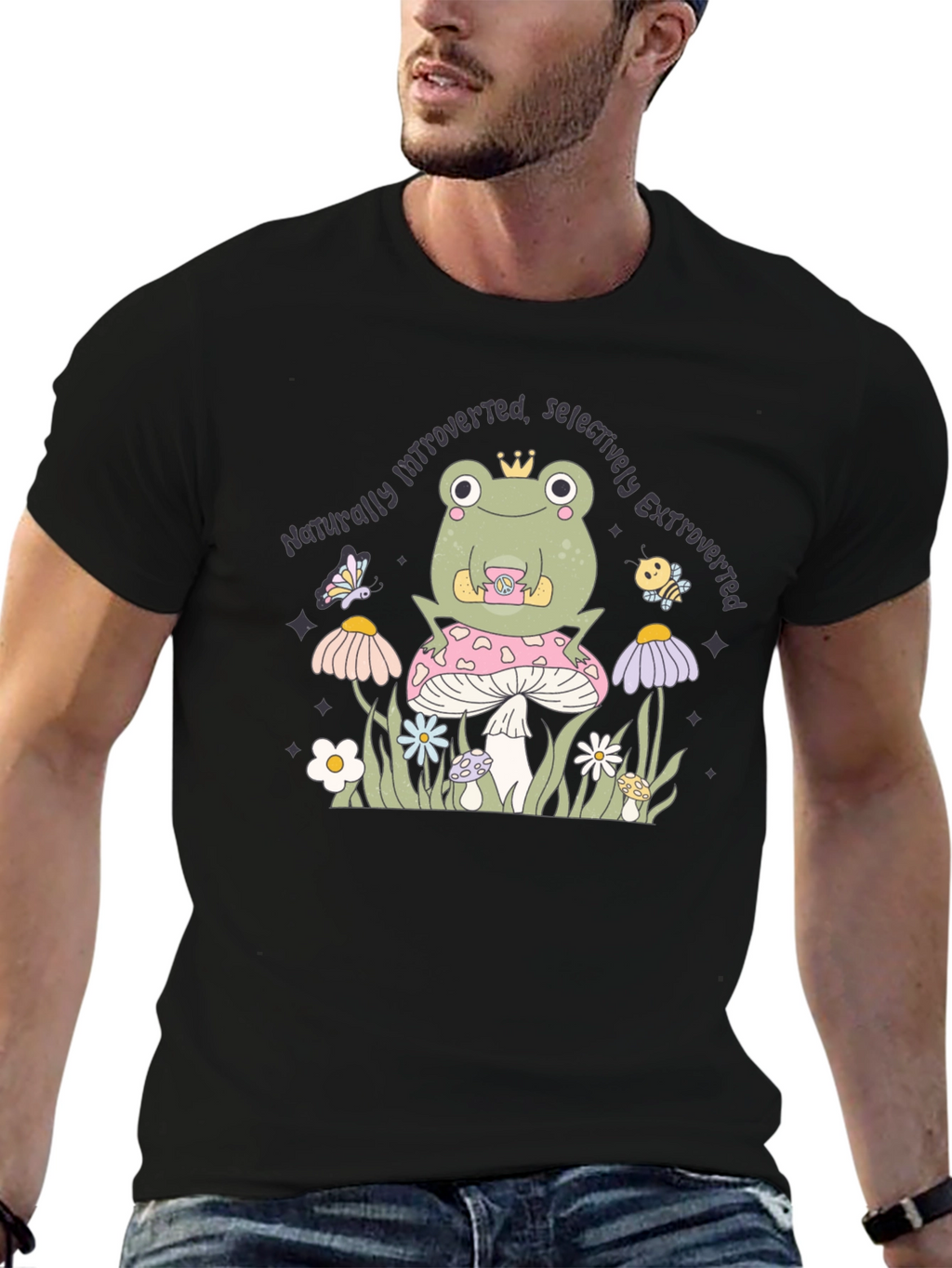Introverted Extroverted Frog Graphic T-Shirt