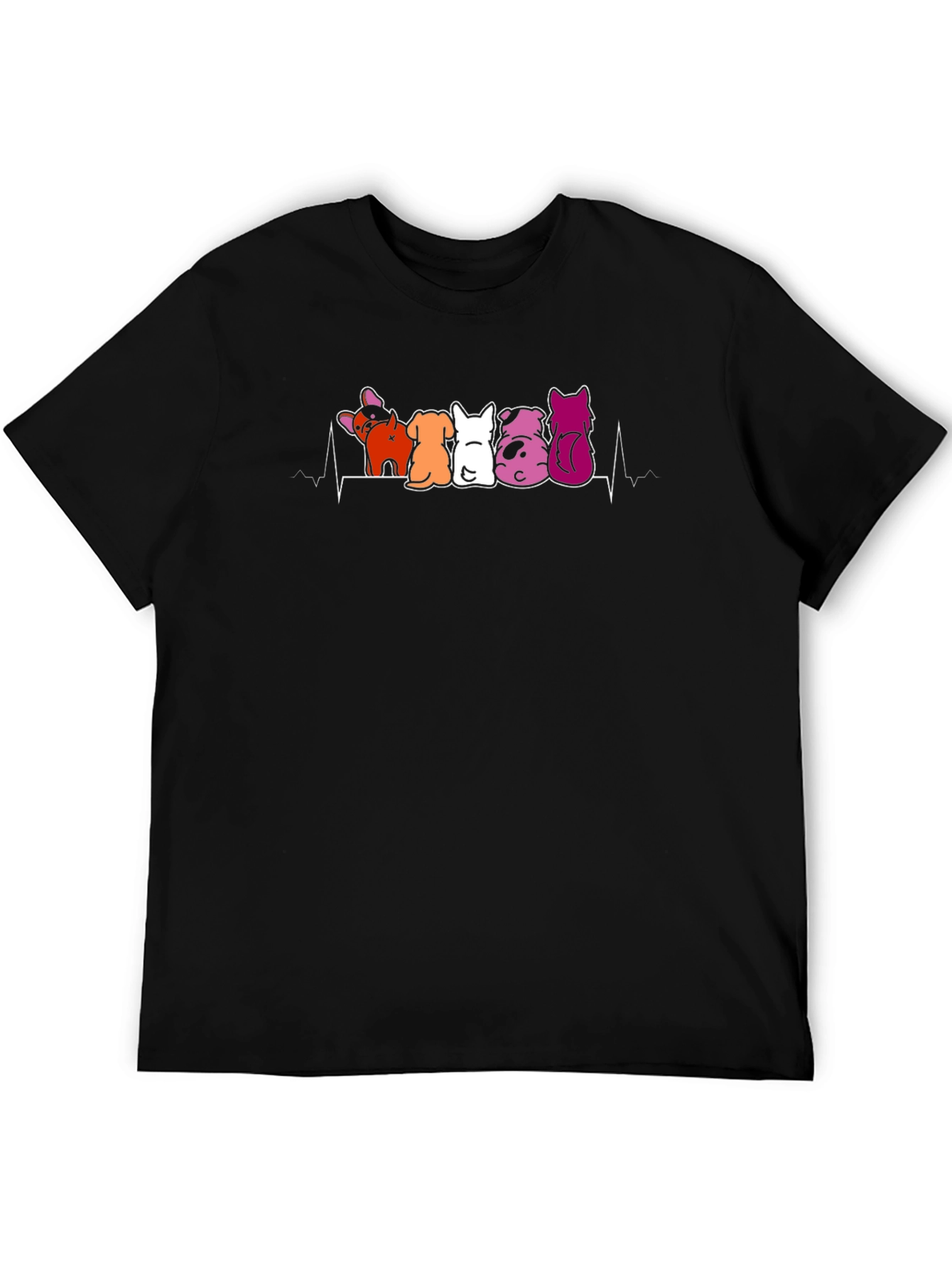 Lesbian Pride Dogs Heartbeat Graphic Tee