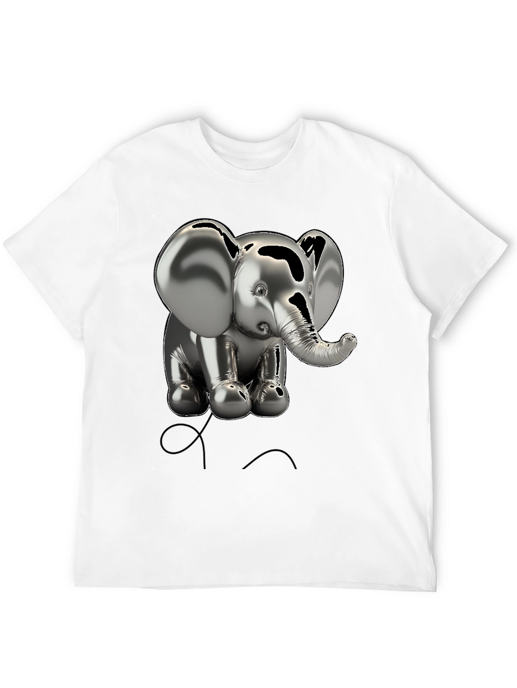Metallic Elephant Graphic Tee - Black Cotton Blend