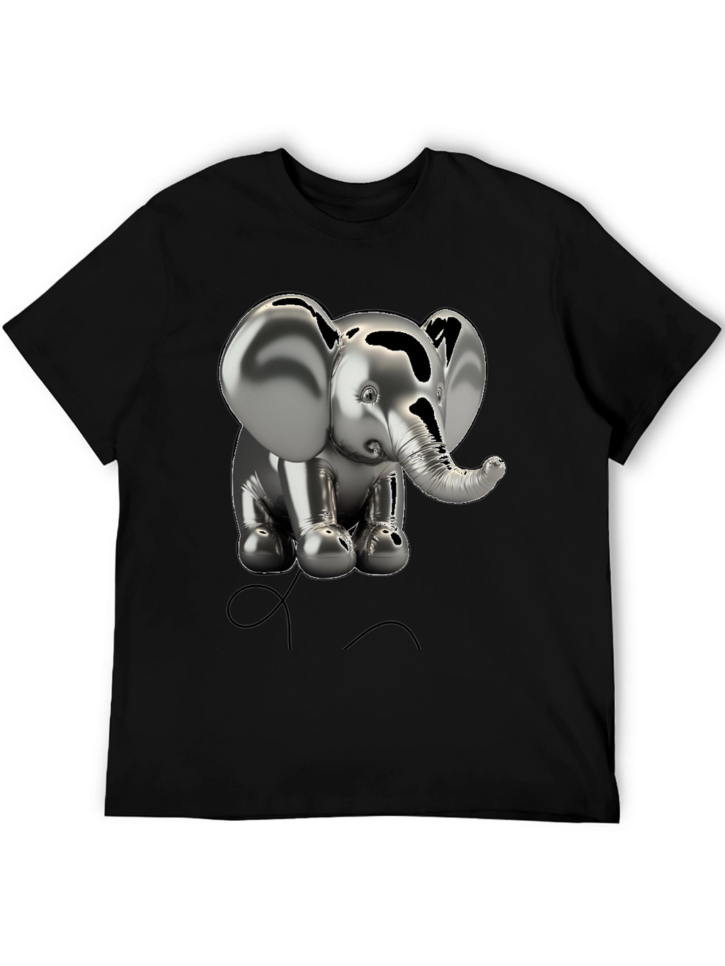 Metallic Elephant Graphic Tee - Black Cotton Blend