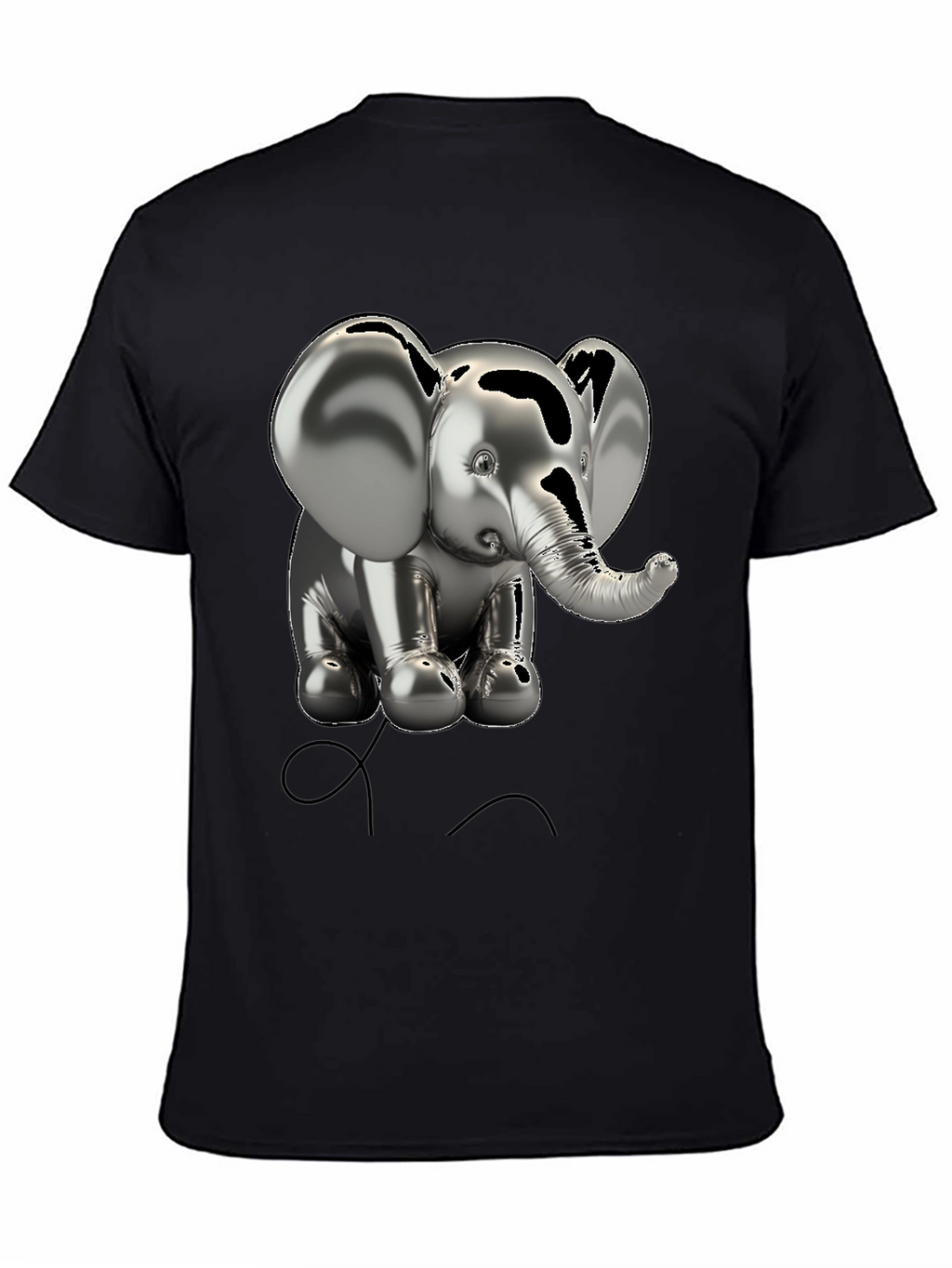 Metallic Elephant Graphic Tee - Black Cotton Blend