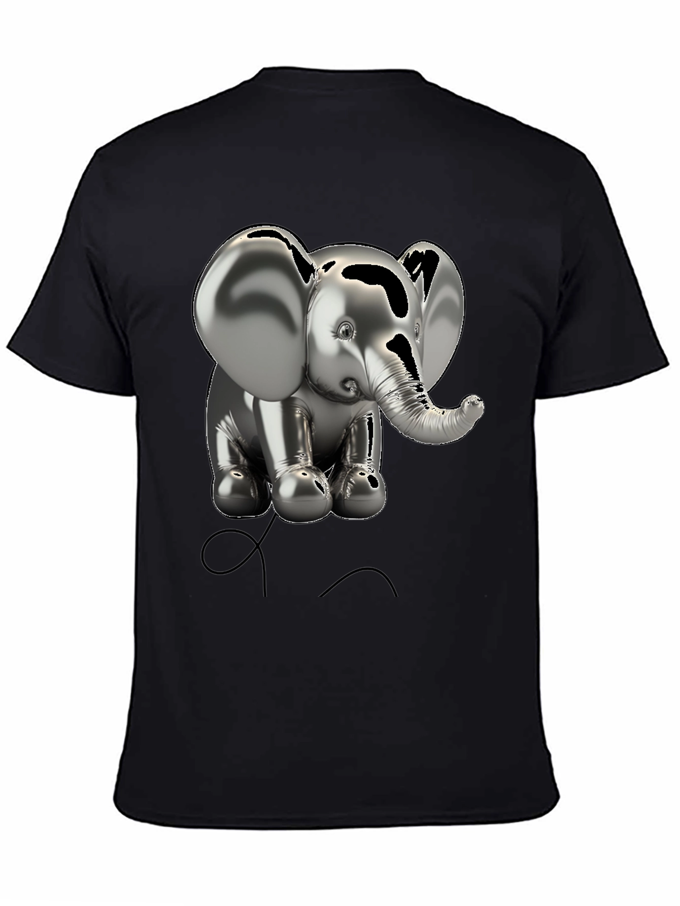 Metallic Elephant Graphic Tee - Black Cotton Blend
