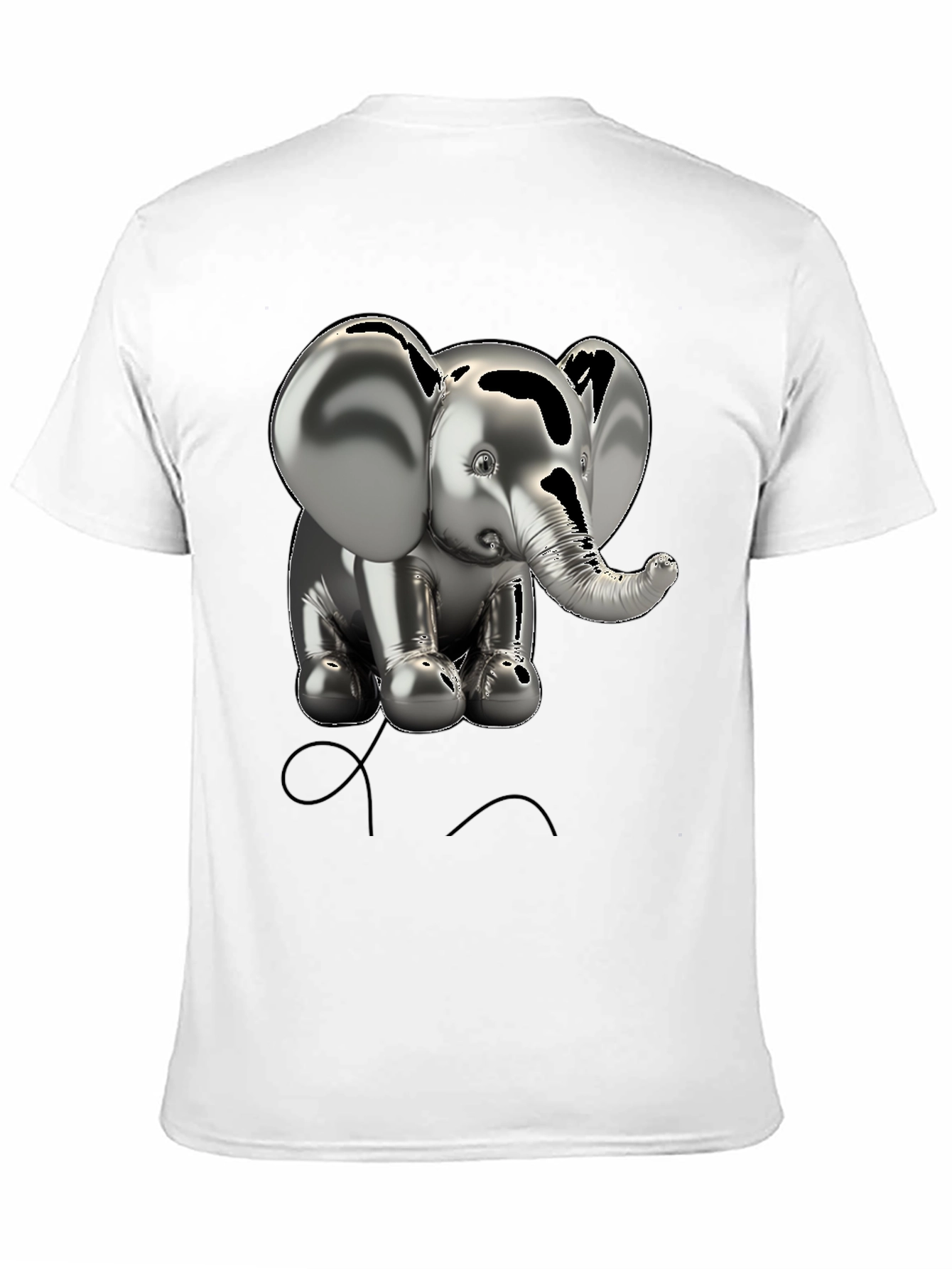 Metallic Elephant Graphic Tee - Black Cotton Blend