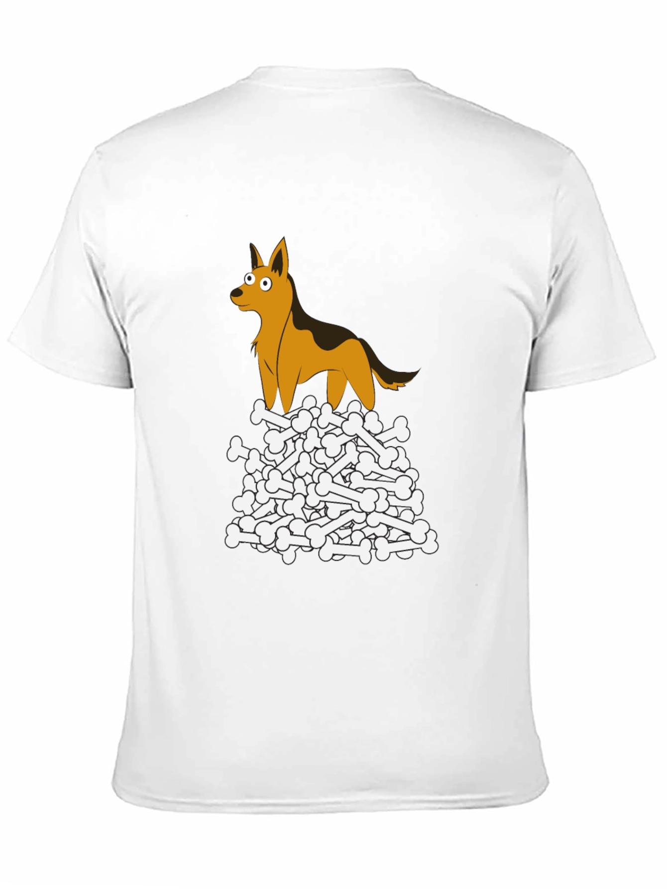 Dog on Bone Pile T-Shirt - Unique Cartoon Graphic Tee