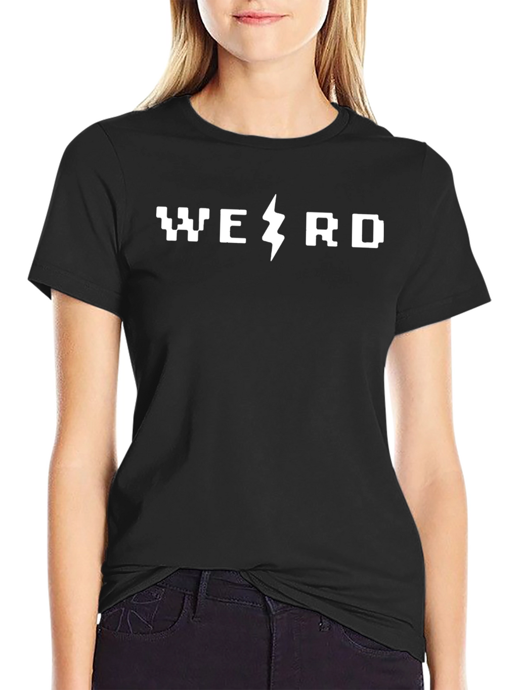 Black Weird Lightning Bolt Graphic T-Shirt