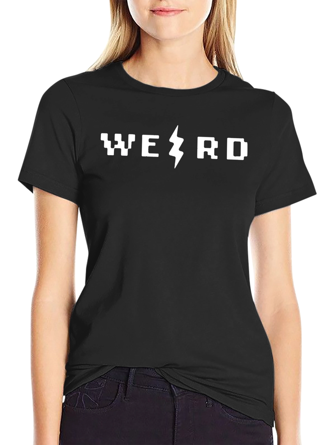Black Weird Lightning Bolt Graphic T-Shirt