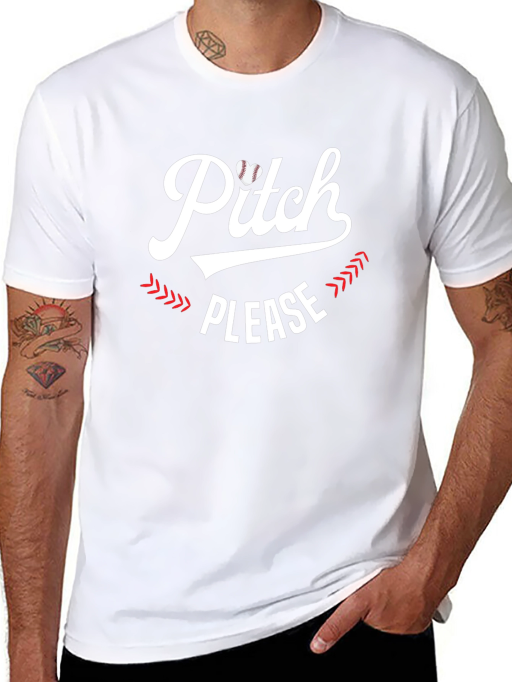 Pitch Please Baseball Heart Graphic Tee