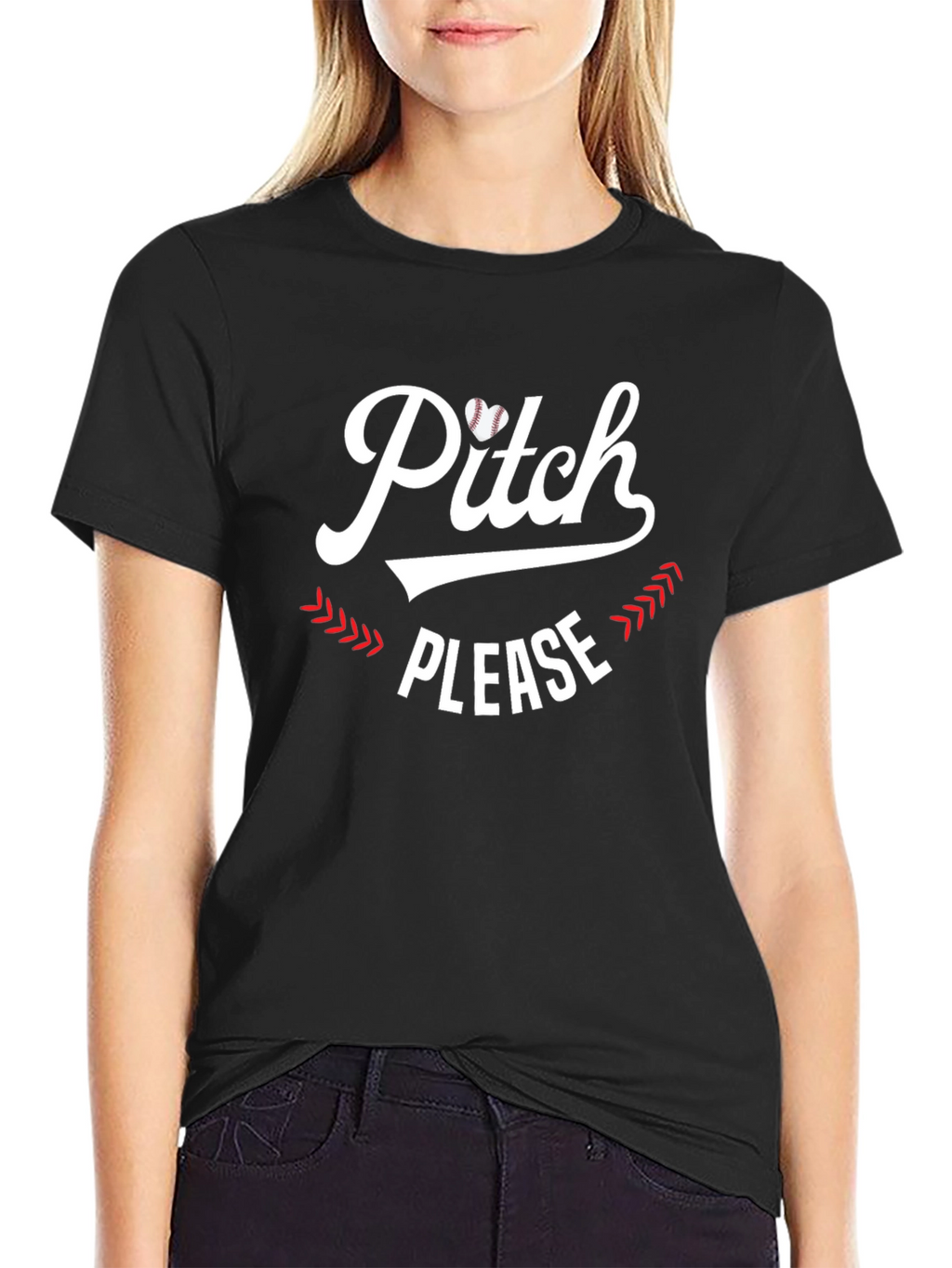 Pitch Please Baseball Heart Graphic Tee